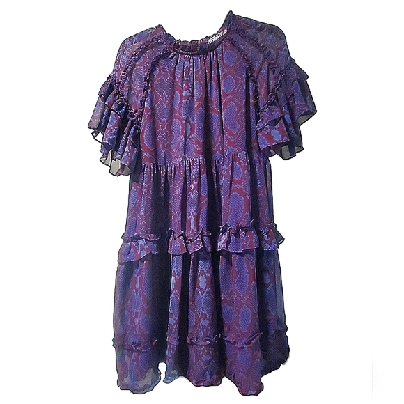 Karlie Snake Skin Print Babydoll Dress sz L - Picture 2 of 6